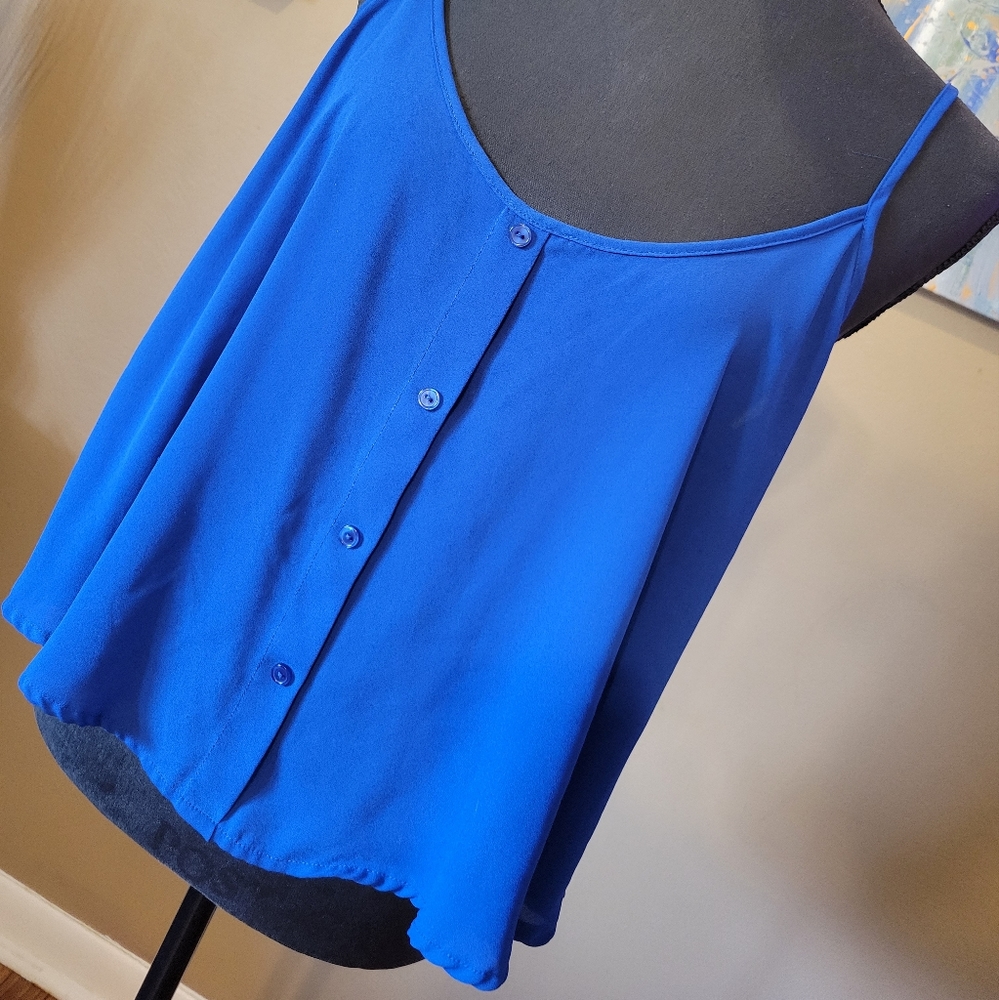 Ambiance Apparel Royal Blue Flowy Tank Size Large